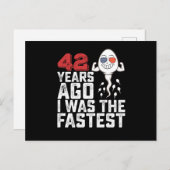 Verjaardag 42 jaar geleden was ik het snelst briefkaart (Voorkant / Achterkant)