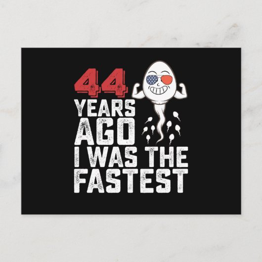 Verjaardag 44 jaar geleden was ik het snelste briefkaart (Voorkant)