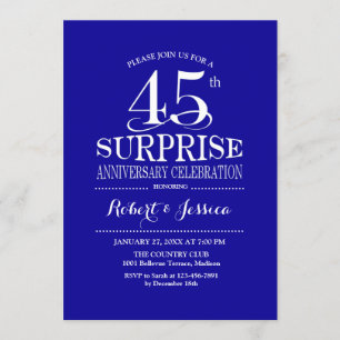 Verjaardag 45-jarige huwelijksjubileum - Blauw Wit Kaart