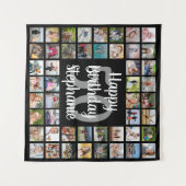 Verjaardag 48 Fotocollage gepersonaliseerd Wandkleed (Voorkant (horizontaal))