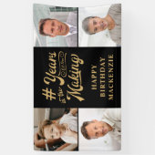 Verjaardag 4 foto's Jaren in het maken van zwart g Spandoek (Verticaal)