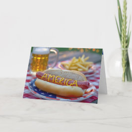 Verjaardag 4 juli hotdog met bier kaart