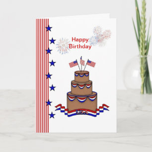 Verjaardag 4 juli.USA vlag, sterren, strepen, taar Kaart