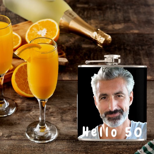 Verjaardag 50 foto jongens tekst heupfles