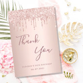 Verjaardag 50 roos gouden druppels bedankkaart