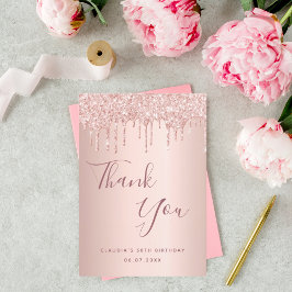 Verjaardag 50 roos gouden druppels bedankkaart