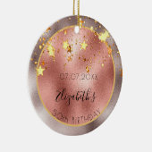 Verjaardag 50 roze gouden sterren naam beste vrien keramisch ornament (Rechts)