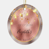 Verjaardag 50 roze gouden sterren naam beste vrien keramisch ornament (Links)