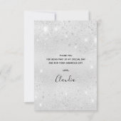 Verjaardag 50 zilveren glitter bedankkaart (Achterkant)