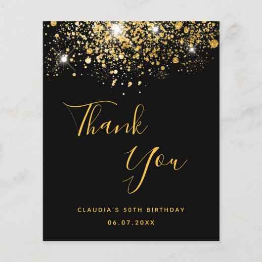 Verjaardag 50 zwarte goudbegroting bedankt voor je (Voorkant)
