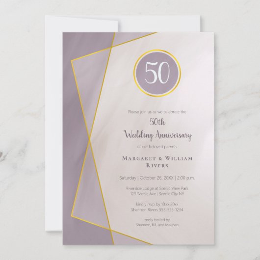 verjaardag 50e gedempt lijst van plumgoud kaart (Voorkant)