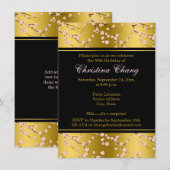 Verjaardag | 50e | Goud, zwart | Cherry Blossom Kaart (Voorkant / Achterkant)