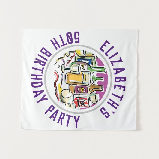 Verjaardag 50e Verjaardag Tapijt Wandkleed (Voorkant (horizontaal))