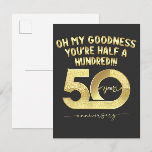 Verjaardag 50ste Oh mijn God Youre Half Honderd Uitnodiging Briefkaart (Voorkant / Achterkant)