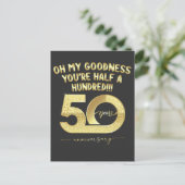 Verjaardag 50ste Oh mijn God Youre Half Honderd Uitnodiging Briefkaart (Staand voorkant)