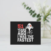 Verjaardag 51 jaar geleden was ik het snelste briefkaart (Staand voorkant)