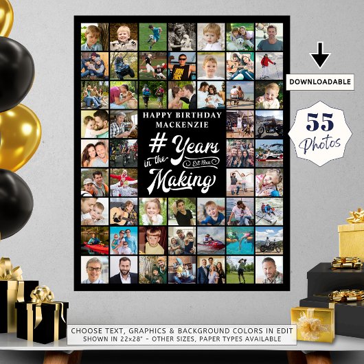 Verjaardag 55 Fotocollage Jaren in de maak Poster