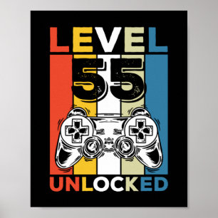 Verjaardag 55e level ontgrendeld 55 Gaming vintage Poster
