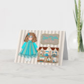 Verjaardag, 5e voor meisjes, pop en poppenhuis kaart (Voorkant)