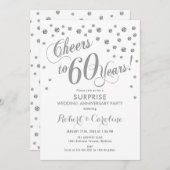 Verjaardag 60-jarig Huwelijk - Wit & Zilver Kaart (Voorkant / Achterkant)