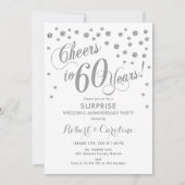 Verjaardag 60-jarige huwelijksjubileum - Wit & Zil Kaart (Voorkant)