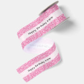 Verjaardag 60 Nummer Patroon Roze/Wit Satijnen Lint (Achterkant)