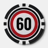 VERJAARDAG 60 Snelheidslimiet Bord ANY AGE Poker Chips (Voorkant)