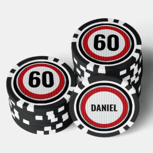 VERJAARDAG 60 Snelheidslimiet Bord ANY AGE Poker Chips
