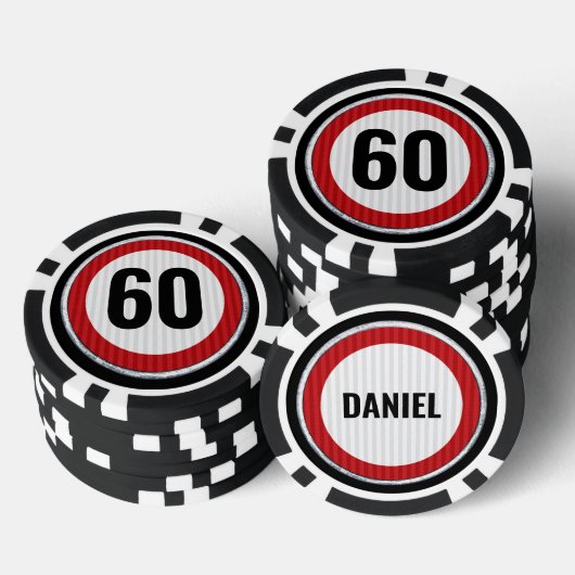 VERJAARDAG 60 Snelheidslimiet Bord ANY AGE Poker Chips (Opstapeling)