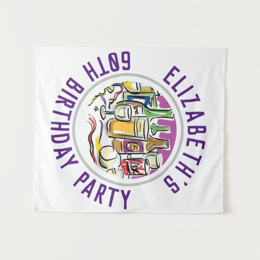Verjaardag 60e verjaardag wandtapijt wandkleed (Voorkant (horizontaal))