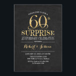 Verjaardag 60ste huwelijksverjaardag krijtbord Gou Kaart<br><div class="desc">Surprise 60th Wedding Anniversary Uitnodiging voor viering.
Elegant klassiek ontwerp in zwart krijtbord en nep glinsterend goud. Kenmerken elegante script lettertype. Stuur me een bericht als je verdere aanpassing nodig hebt.</div>