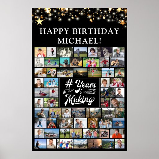 Verjaardag 62 Fotocollage # Jaren in de Making Poster (Voorkant)
