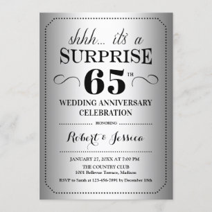 Verjaardag 65ste huwelijksjubileum - Zilver zwart Kaart