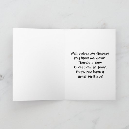 Verjaardag 6 Pirate Kaart (Binnen)
