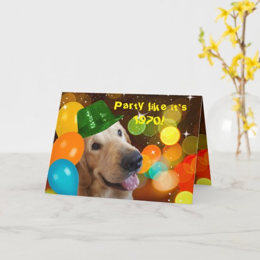 Verjaardag 70's Disco Kaart (Gele Bloem)