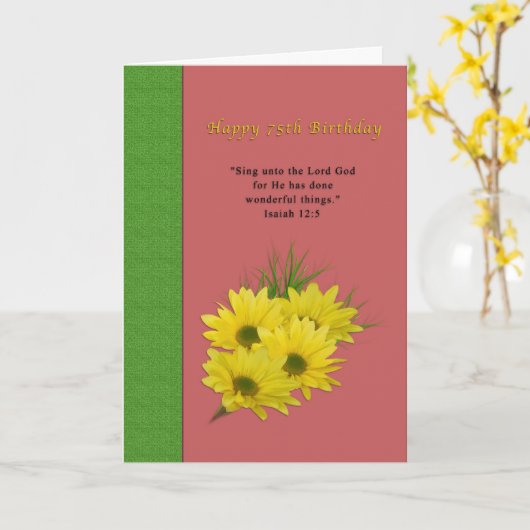 Verjaardag, 75e, Gele madeliefjes, Religieus Kaart (Gele Bloem)