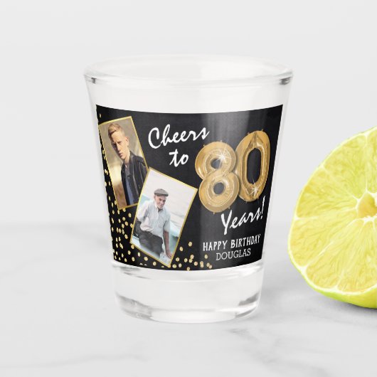 Verjaardag 80 jaar 2 foto shot glas (Voorkant)