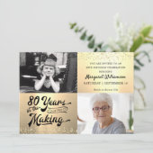 Verjaardag 80 jaar in de maak 2 foto's Goud Kaart (Staand voorkant)