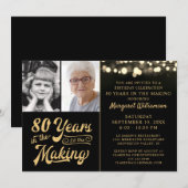 Verjaardag 80 JAAR IN DE MAAK 2 foto's Zwart Kaart (Voorkant / Achterkant)