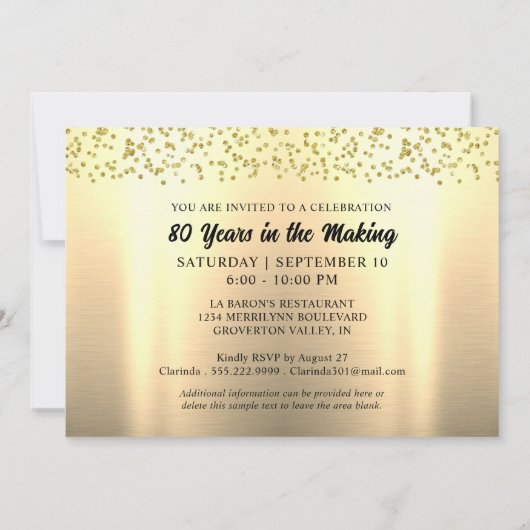 Verjaardag 80 jaar in de Making Metallic Gold Phot Kaart (Achterkant)