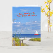 Verjaardag, 80e, strand en oceaan Uitzicht Kaart (Gele Bloem)