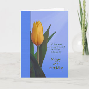 Verjaardag, 85e, gouden tulpenbloem kaart