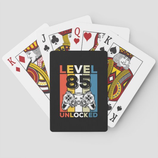 Verjaardag 85e level ontgrendeld 85 Gamen Retro Pokerkaarten (Achterkant)