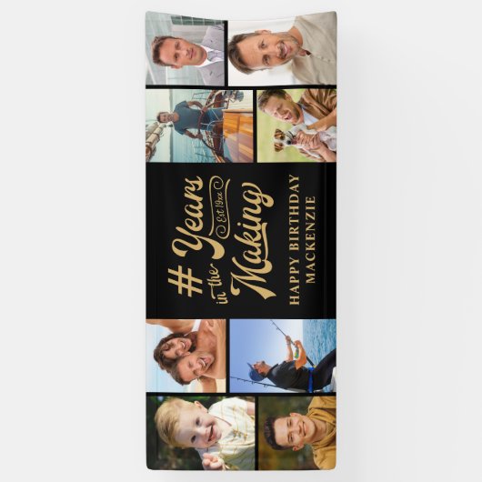 Verjaardag 8 Fotocollage Jaren in de maak Spandoek (Verticaal)