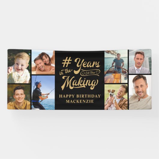 Verjaardag 8 Fotocollage Jaren in de maak Spandoek (Horizontaal)