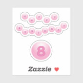 Verjaardag 8 jaar roze stuiterballen sticker (Vel)