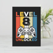 Verjaardag 8e level ontgrendeld 8 Gaming Retro Kaart (Staand voorkant)