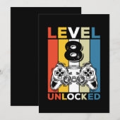 Verjaardag 8e level ontgrendeld 8 Gaming Retro Kaart (Voorkant / Achterkant)