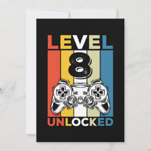 Verjaardag 8e level ontgrendeld 8 Gaming Retro Kaart
