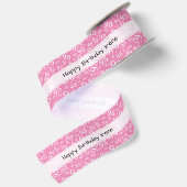 Verjaardag 95 Nummer Patroon Roze/Wit Satijnen Lint (Achterkant)